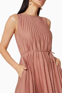 knee length dresses for ladies Marina Women's Sleeveless Pleated Dress, Green, 4 main image 0