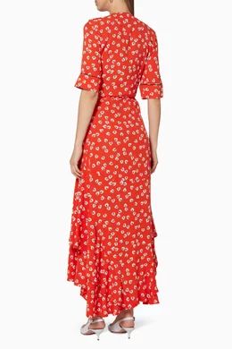 ganni big apple red dress Ganni Silvery Crepe Dress in Big Apple Red