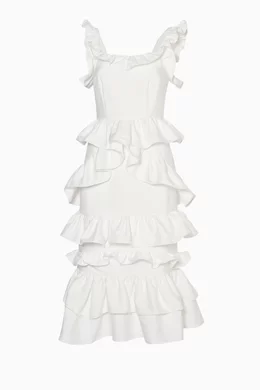 knee length dresses for ladies Can't Hardly Wait Cut-Out Midi Dress Sequin White main image 1