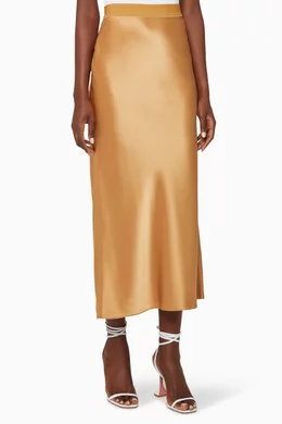 Buy Theory Neutral Satin Slip Maxi Skirt For Women Online | Ounass