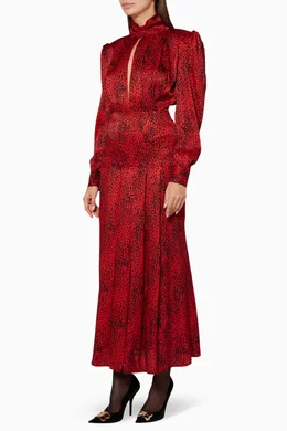 Buy Alessandra Rich Red Red Leopard Print Pleated Dress For Women Online Ounass Oman