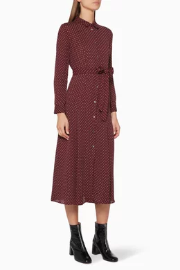 Buy WHISTLES Burgundy Burgundy Margot Spot Shirtdress Online for Women Ounass Oman