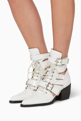 Buy Chloe White Riley Cut Out Patent Boots For Women Online Ounass Oman