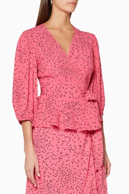 ganni barra crepe dress pink GANNI - Barra Crepe Wrap Dress As seen on