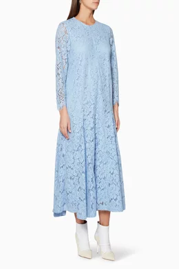 knee length dresses for ladies GANNI Blue Floral Dress main image 1