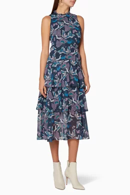 Buy WHISTLES Color Multi Coloured Papillion Print Tiered Dress For Women Online Ounass Oman