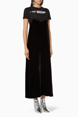 Buy Love Moschino Black Black Logo Detail Maxi Dress For Women Online |  Ounass Oman