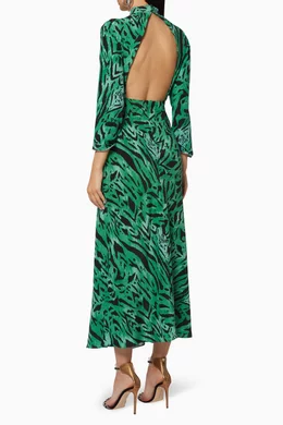 Rixo lucy green tiger stripe top