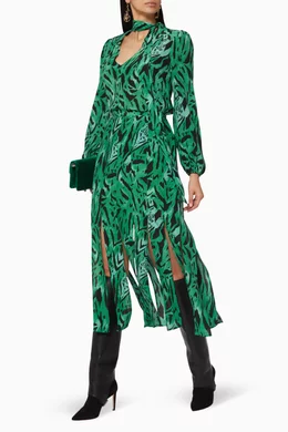 Rixo green tiger requeste dress