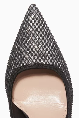Buy Miu Miu Silver Black Silver Glitter Mesh Pumps For Women