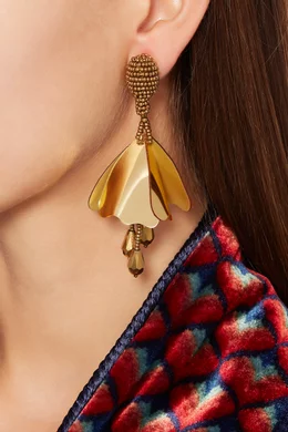 Buy Oscar de la Renta Gold Gold Small Impatiens C Earrings For Women Online Ounass Oman