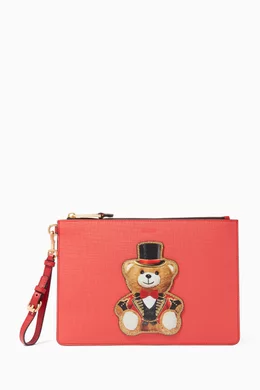 Moschino red clutch bag hotsell
