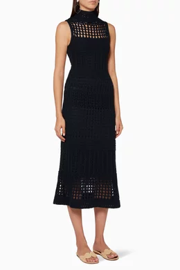 Buy Theory Blue Navy Crochet Sweater Dress For Women Online | Ounass Oman