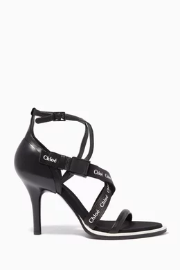 Buy Chloe Black Black Logo Strap Veronica Sandals Online for Women Ounass Oman