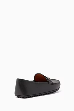 Gucci Kanye horsebit driver Gucci Navy Pebbled Leather Horsebit Kanye Driving Loafers  main image 4
