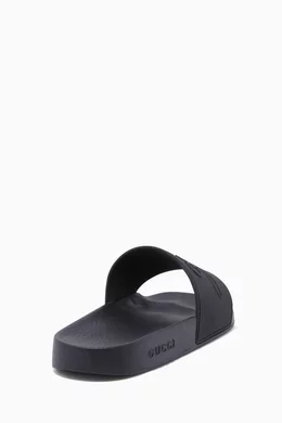 Buy Gucci Black Black Tonal Logo Pursuit Slide Sandals For Men