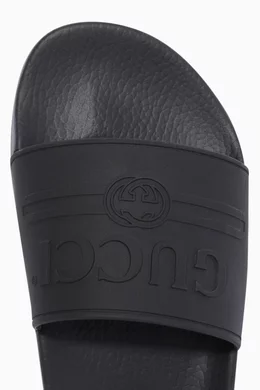 Buy Gucci Black Black Tonal Logo Pursuit Slide Sandals For Men