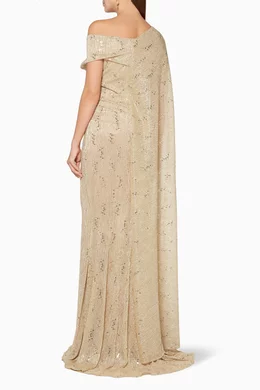 talbot runhof gold dress Talbot Runhof Sweetheart-neck Draped Gown