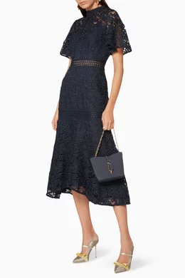 Buy Keepsake The Label Blue Navy Lace Utopia Midi Dress For Women Online |  Ounass Oman
