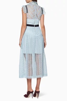 knee length dresses for ladies Orange Floral Lace Trim Aida Midi Dress main image 0