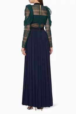 Buy Self-Portrait Blue Green & Navy Spiral Panel Lace Maxi Dress For Women  Online | Ounass Oman