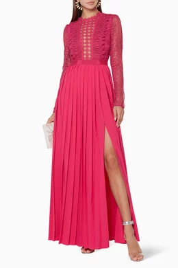 Buy Self-Portrait Pink Fuchsia Spiral-Lace Maxi Dress For Women Online |  Ounass Oman