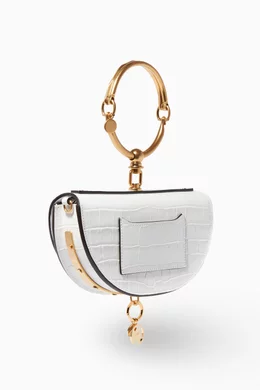 Buy Chloe White White Crocodile Embossed Nile Minaudiere Bag For Women Online Ounass Oman