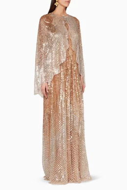 jenny packham gold dress with cape Buy Jenny Packham Zenith Cape-effect Embellished Gown - Gold At 50% Off