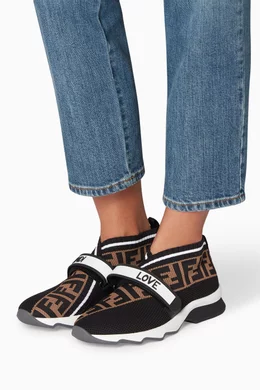 Buy Fendi Black Black Rockoko Velcro Strap Sneakers For Women Online Ounass Oman