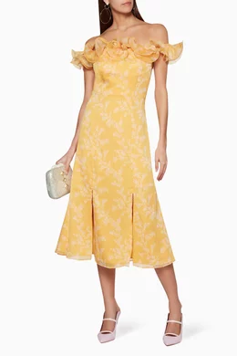 knee length dresses for ladies Blooming Keepsake Floral Midi Dress M / Wine