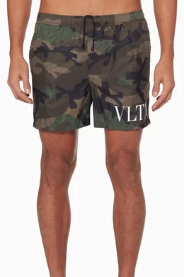 Buy Valentino Garavani Color Dark Green VLTN Camouflage Swim Shorts For Men Online Ounass Oman