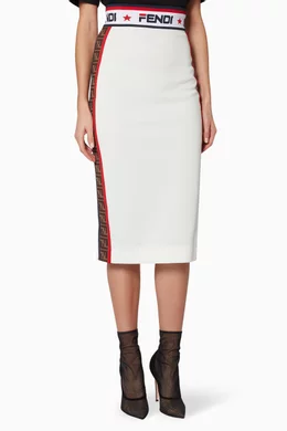 Buy Fendi White White Fendi Mania Pencil Skirt For Women Online Ounass Oman