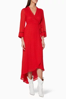 Ganni red polka dot dress online