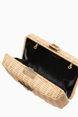 Buy Prada Black Natural Midollino Woven Crossbody Bag For Women