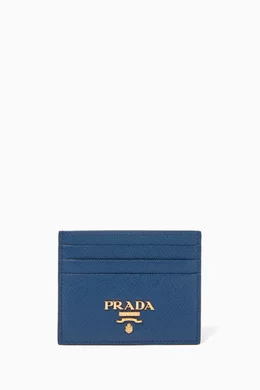 Buy Prada Blue Saffiano Leather Logo Card Case For Women Online Ounass Oman