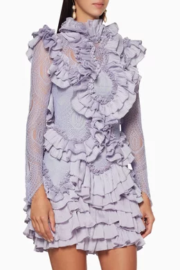 chinese dress ladies Deep V-Neck Lace Mini Dress with Hologram Details  RAISA VANESSA INT