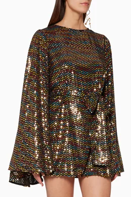 Buy Caroline Constas Black Anya Rainbow Sequin Mini Dress For Women Online Ounass Oman