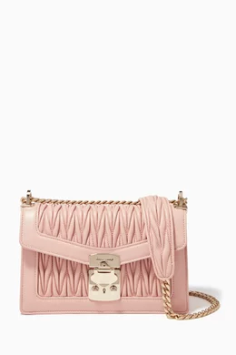 Buy Miu Miu Pink Matelassé Small Calf Leather Shoulder Bag For