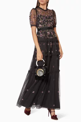 needle and thread carnation sequin dress Sequin Paradise Short Sleeve Gown  Cream
