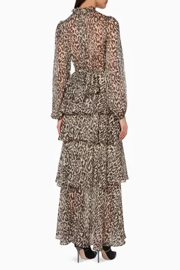 Buy Shona Joy Brown Leopard Print Mariposa Tiered Maxi Dress For Women Online Ounass Oman