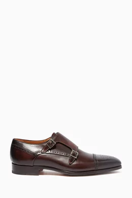 Buy Magnanni Brown Dark Brown Nelson Monk Strap Shoes Online for Men Ounass Oman
