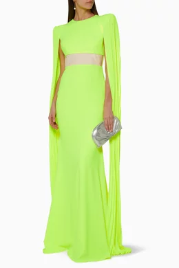 green emerald velvet dress Alex Perry Neon Green Dress with Panel Detailing FR 38 (UK 10) – Sellier main image 1