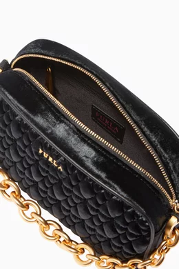 Buy Furla Black Onyx Black Quilted Velvet Cometa Mini Cross Body Bag For Women Online Ounass Oman
