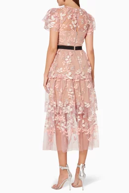 Self portrait floral embellished midi dress discount