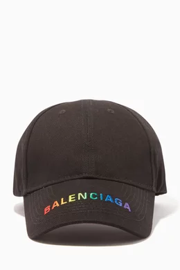 Buy Balenciaga Black Rainbow Logo Baseball Hat For Men  display picture 1