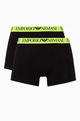 Buy Emporio Armani Black Black Neon Logo Boxer Briefs, Set Of