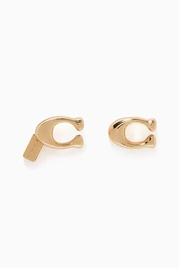 Coach signature earrings hot sale
