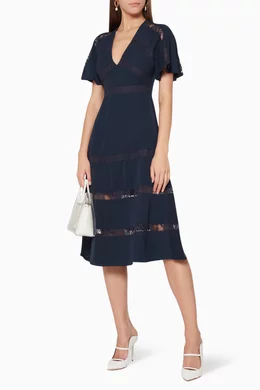Buy Keepsake The Label Blue Sense Lace Panel Midi Dress For Women Online |  Ounass Oman