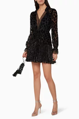 Buy Self-Portrait Black V-neckline Metallic Leopard Dress For Women Online  | Ounass Oman