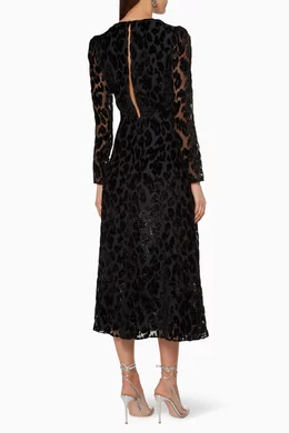 knee length dresses for ladies Starlet Swing Dress and Scarf in Leopard Print